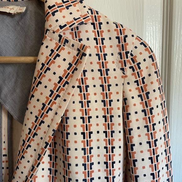 Tory Burch Blazer, XS, Cream Color w/ Orange and Navy Pattern - Picture 4 of 6